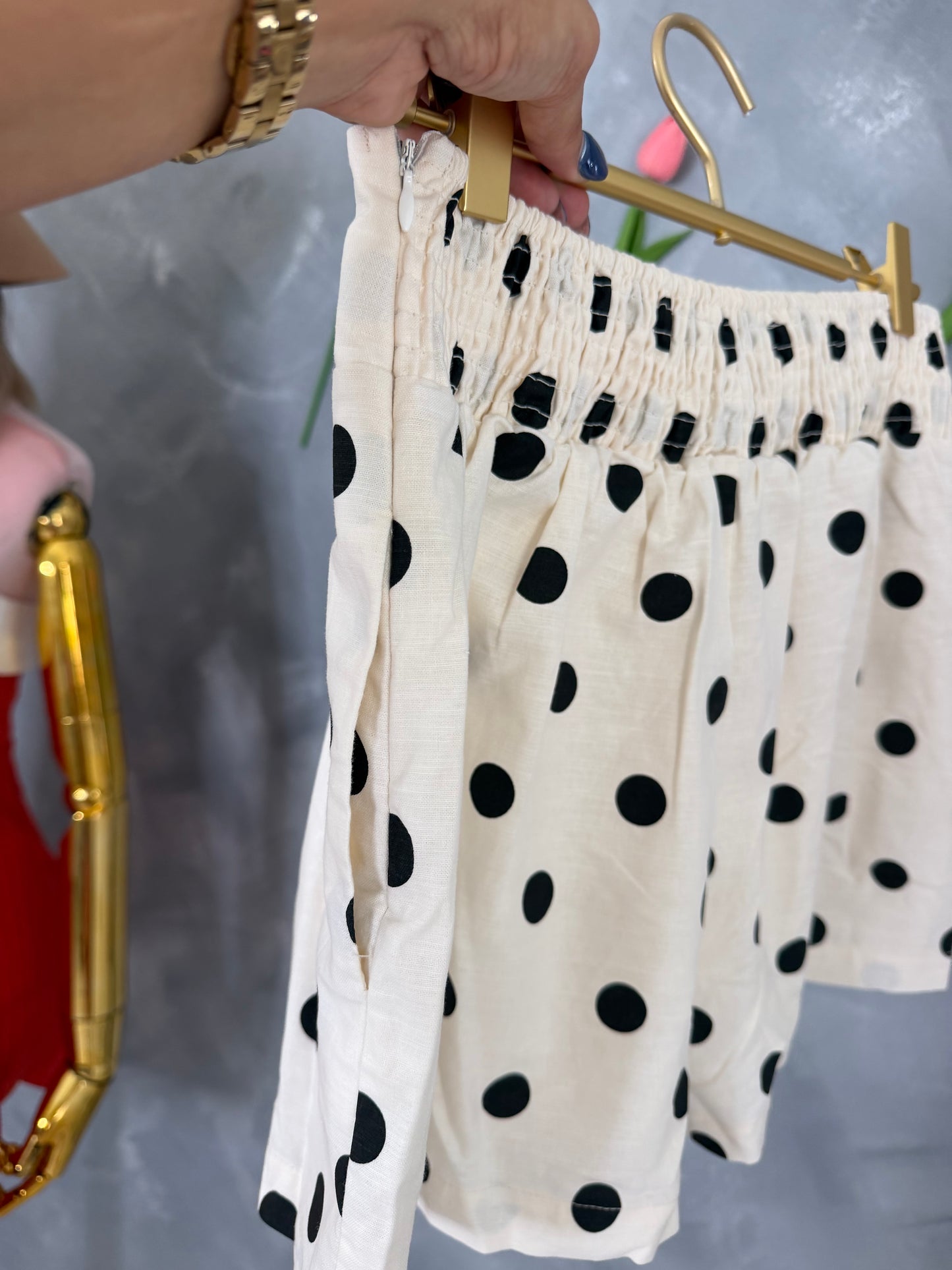 Linen Polka Dot Set