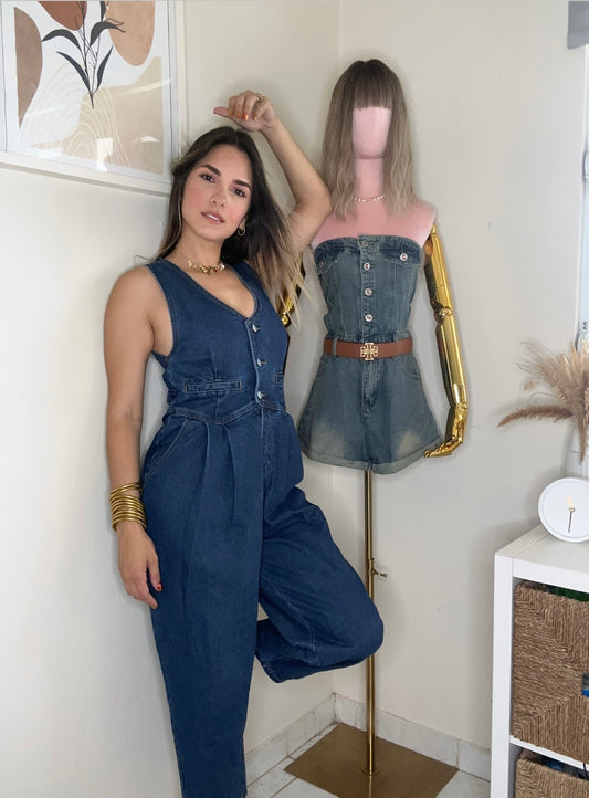 Denim Vest Jumpsuit