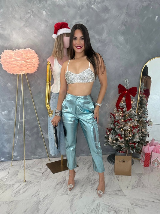 Metalic Blue Pants