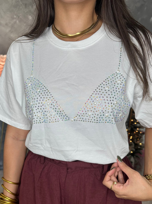 Rhinestone T-shirt top
