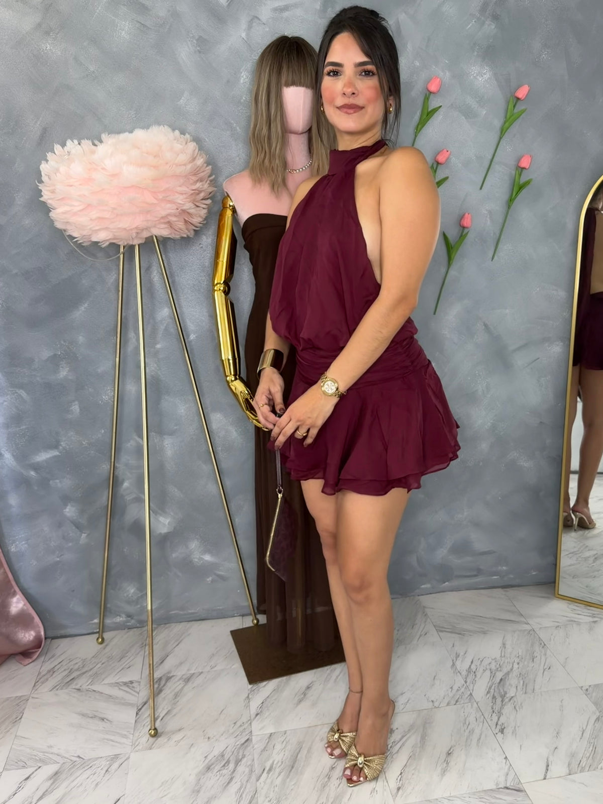 Mini Burgundy Dress