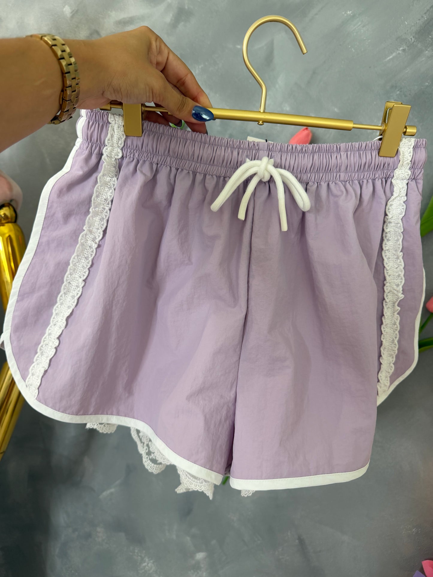 Lavender shorts lace