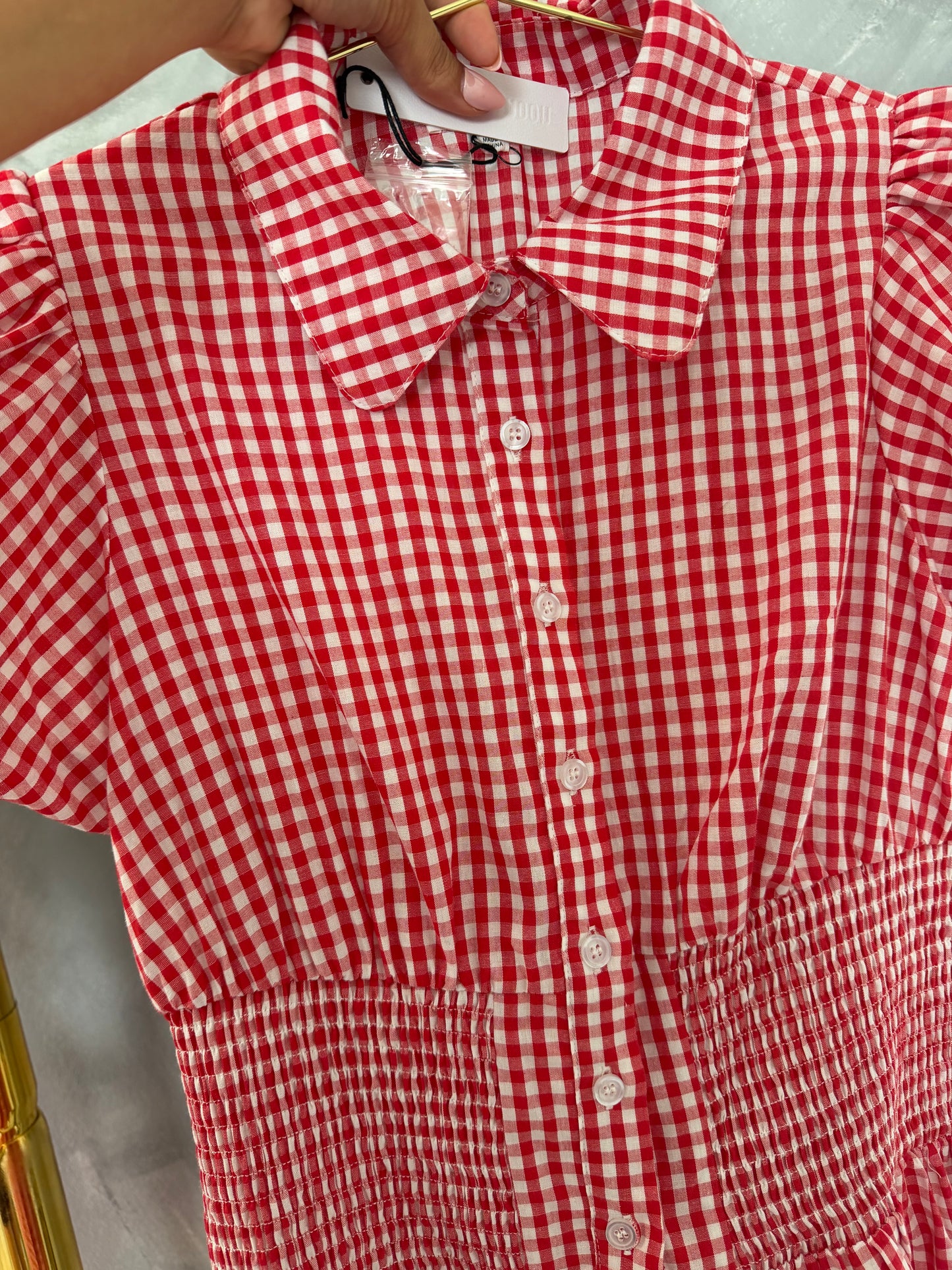 Gingham Romper Red