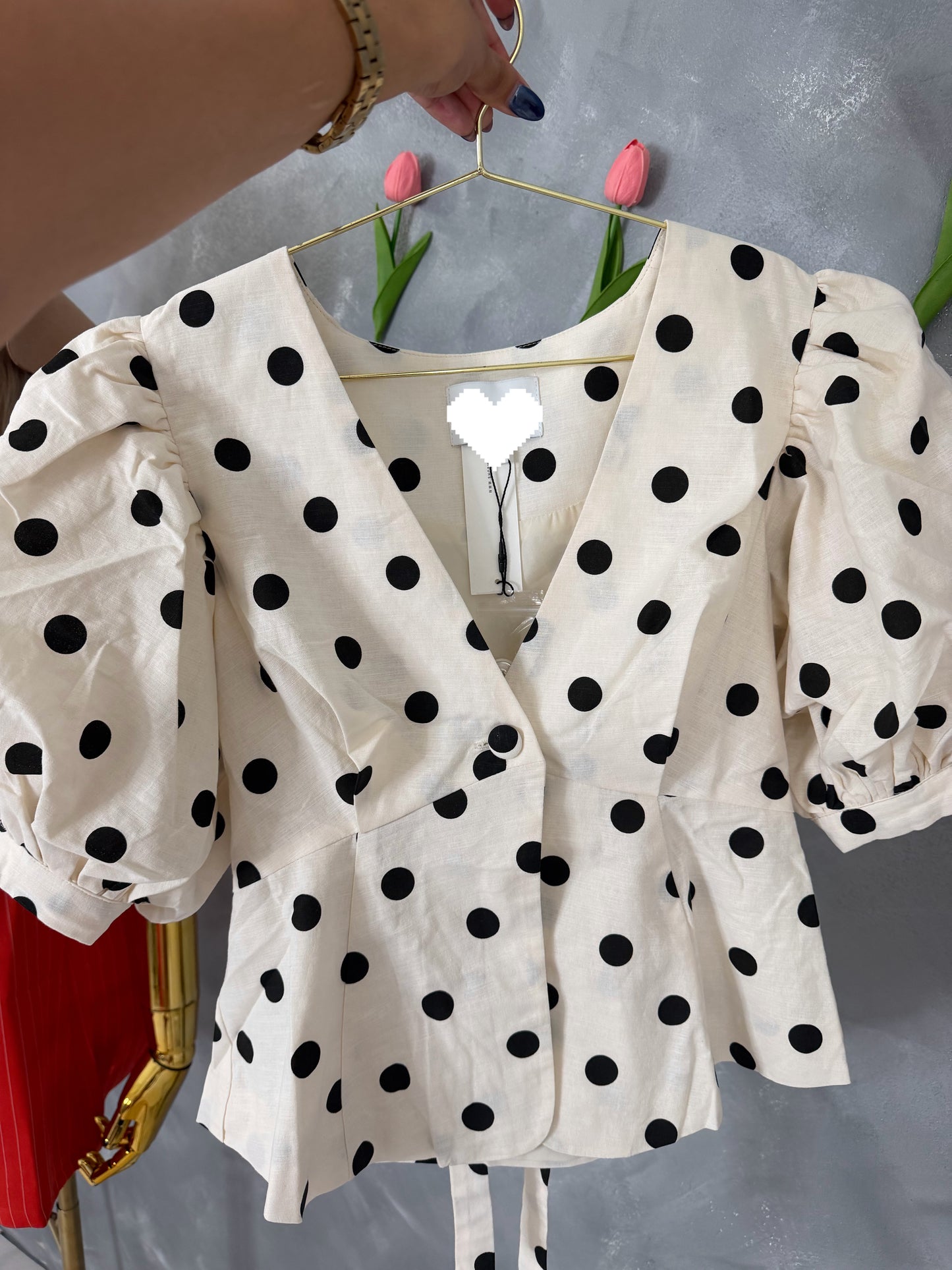 Linen Polka Dot Set