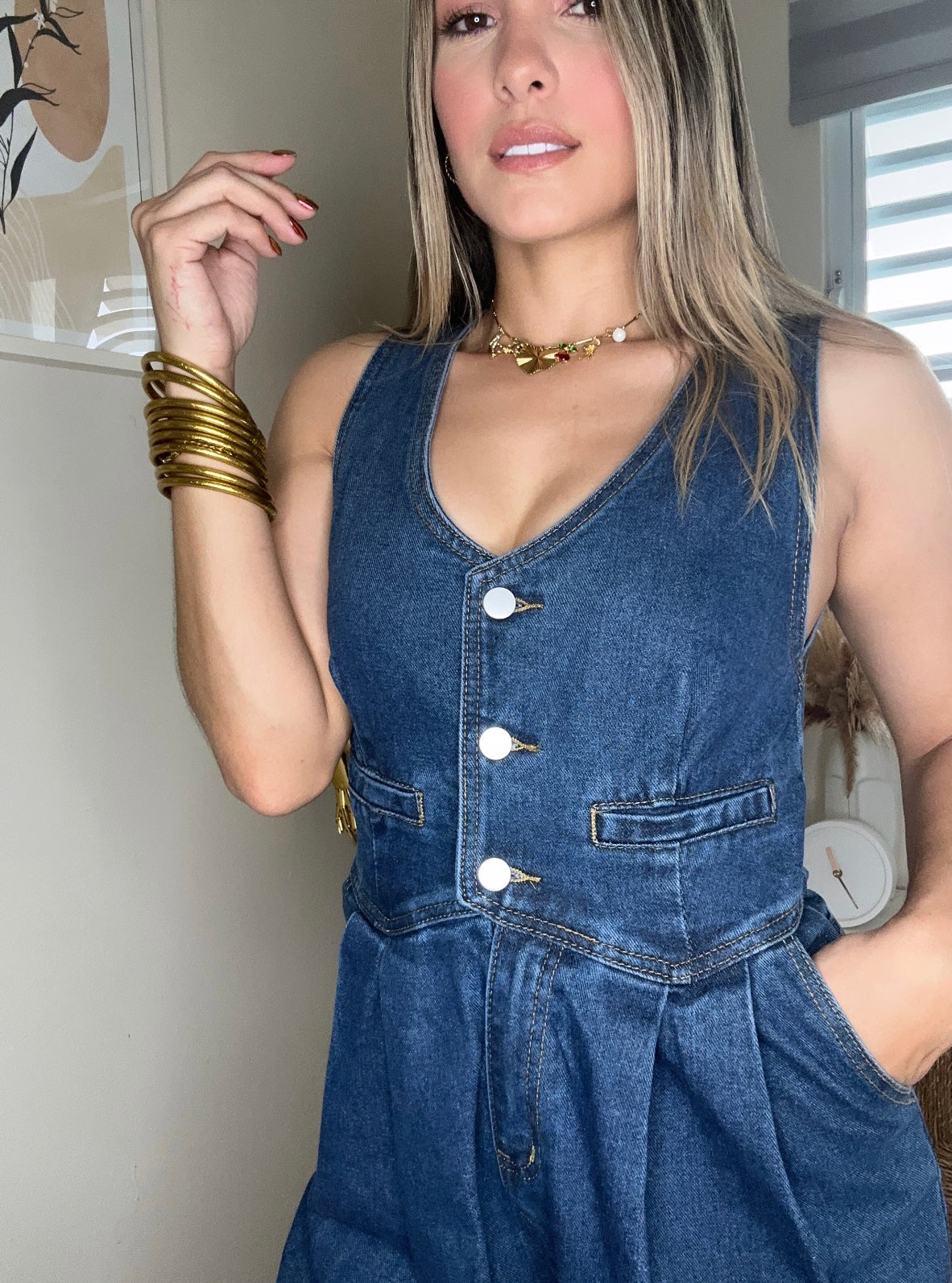 Denim Vest Jumpsuit