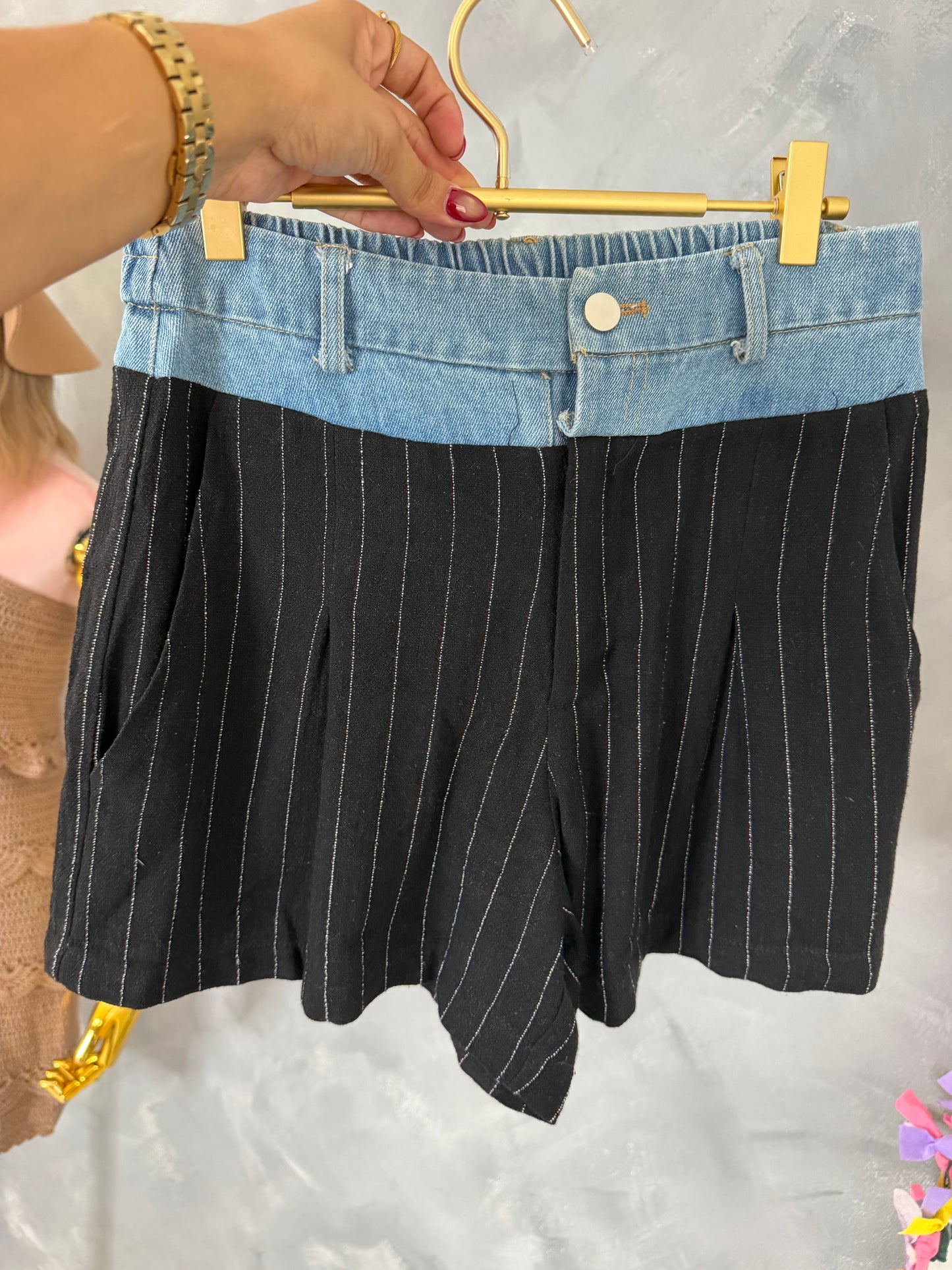 Striped Denim Short
