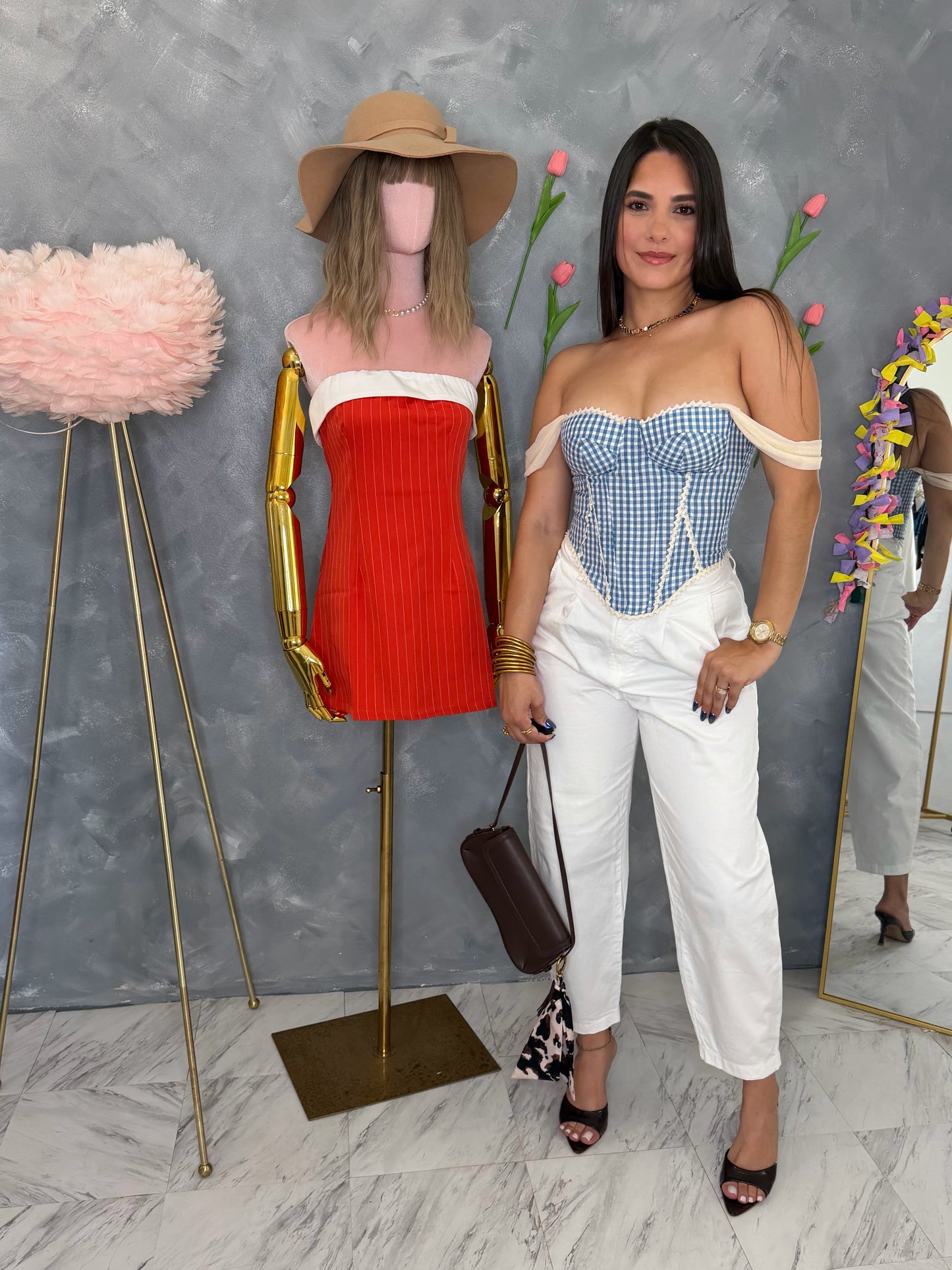 Gingham blue  Corset
