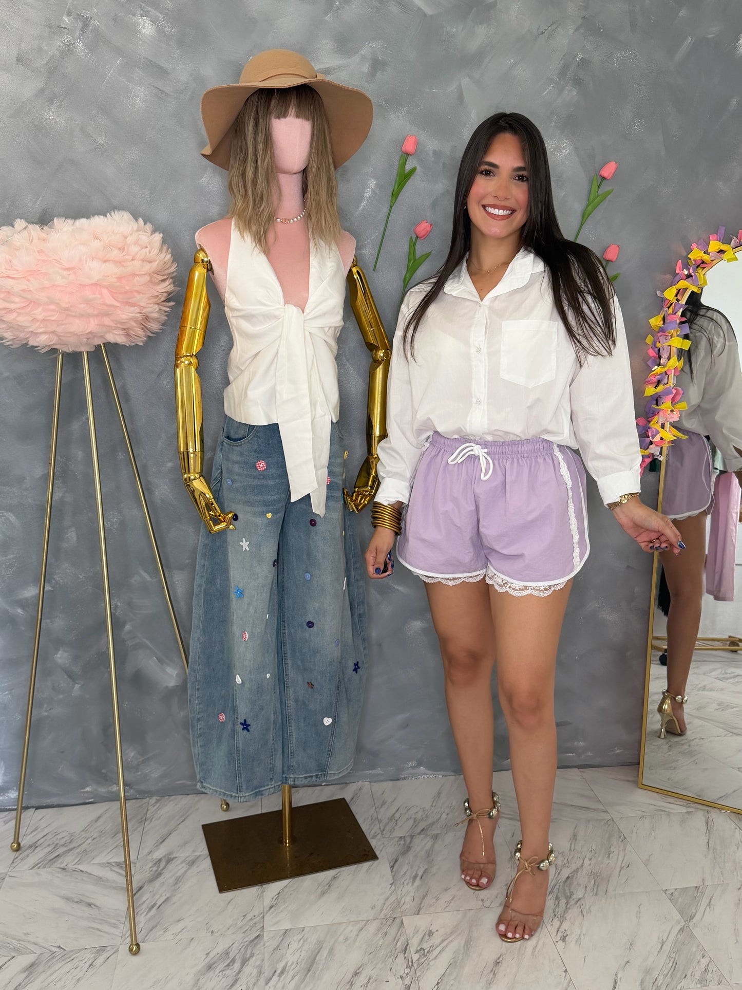 Lavender shorts lace