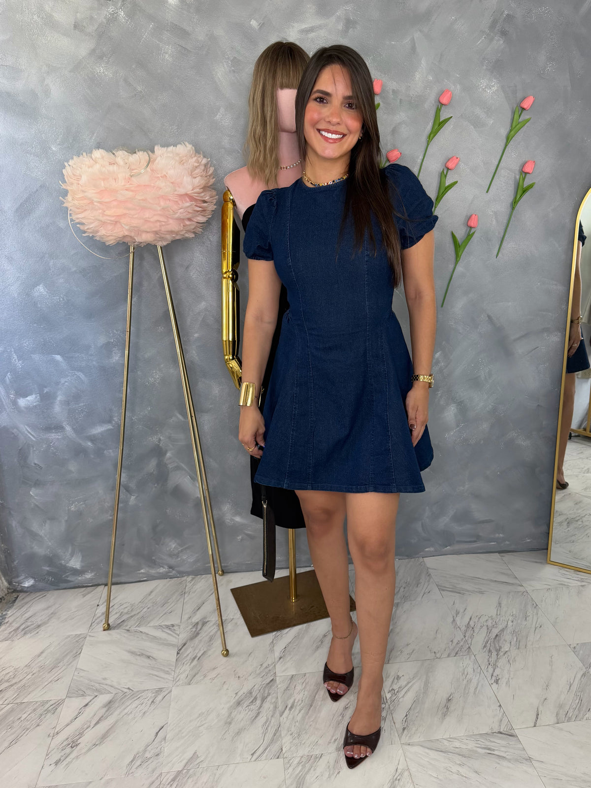 Blue denim dress