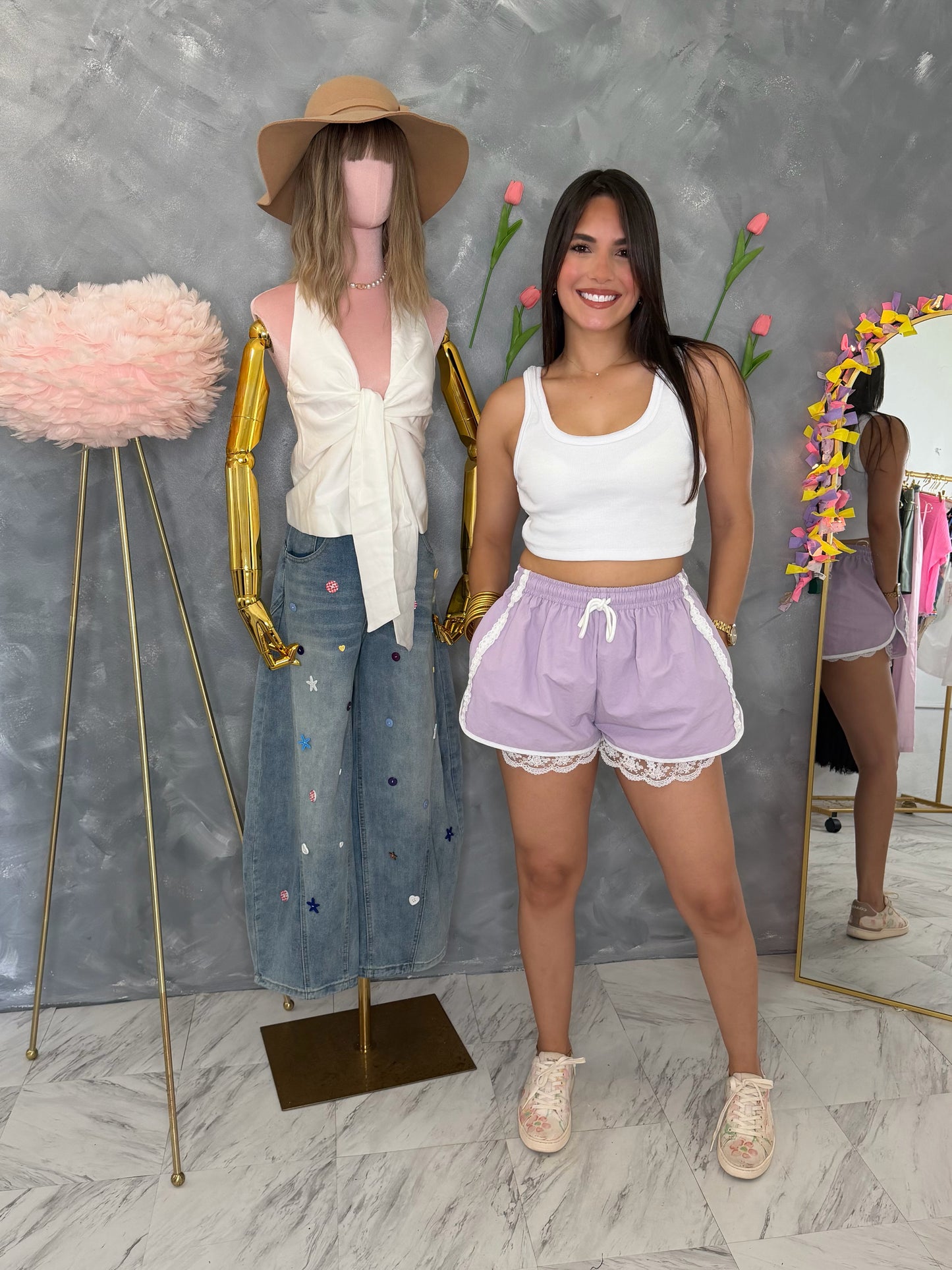 Lavender shorts lace