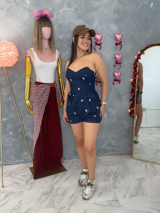 Floral Embroidery Romper